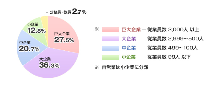 企業規模別就職状況(2009年度/商学部)